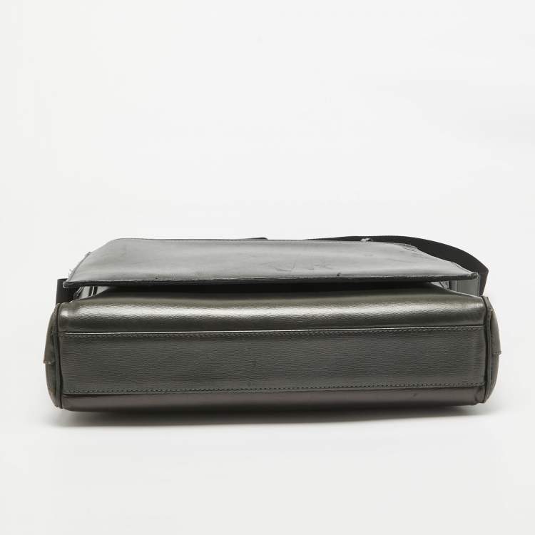 Pre Owned Montblanc Metallic Leather Westside Flap Messenger Bag