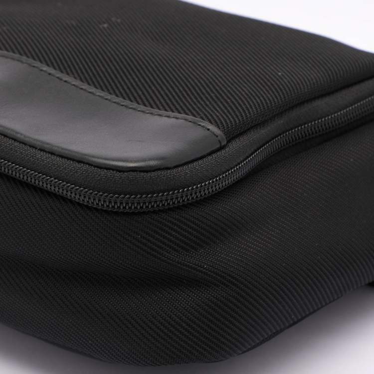 Pre Owned Montblanc Black Nylon and Leather Nightflight Wash Bag