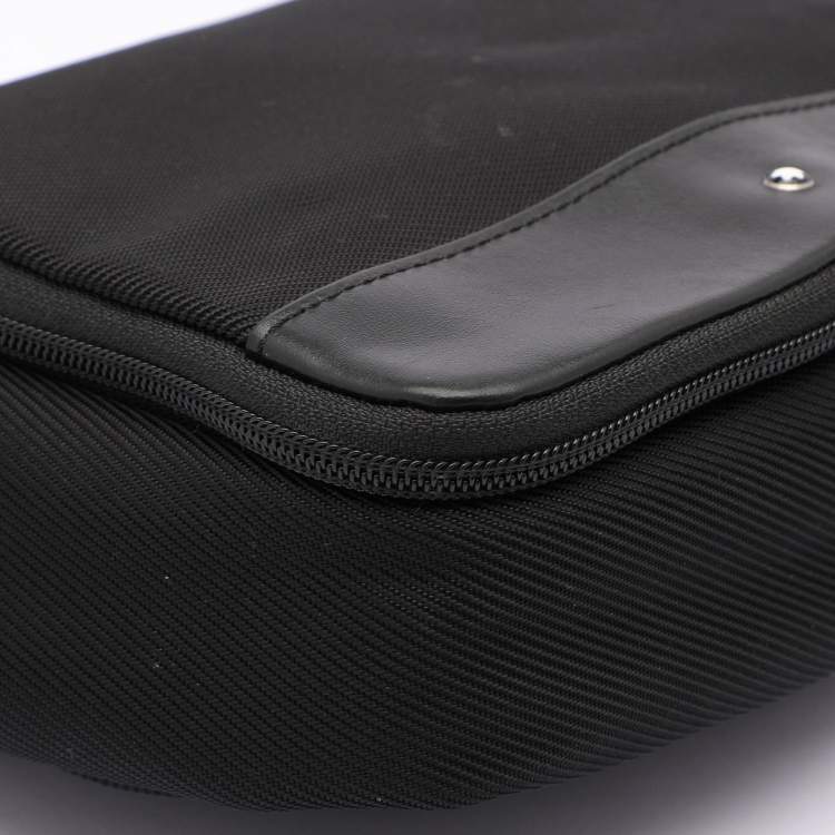 Pre Owned Montblanc Black Nylon and Leather Nightflight Wash Bag