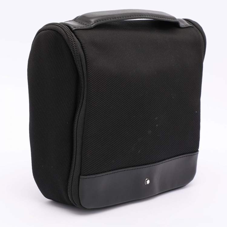 Pre Owned Montblanc Black Nylon and Leather Nightflight Wash Bag