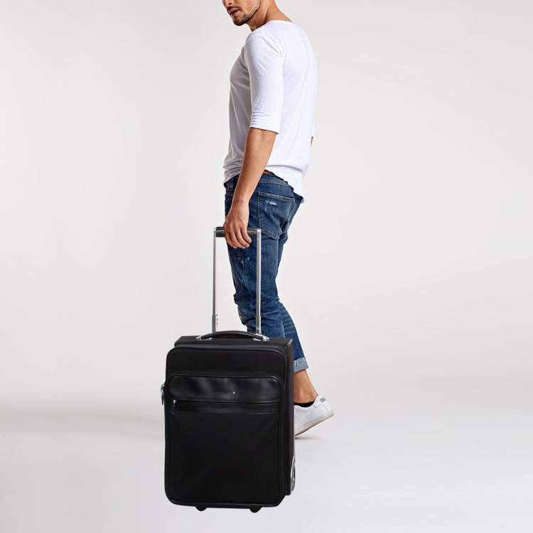 Pre Owned Montblanc Black Fabric 2 Wheeled Nightflight Luggage