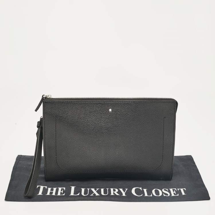 Pre Owned Montblanc Black Leather Meisterstuck Wristlet Pouch