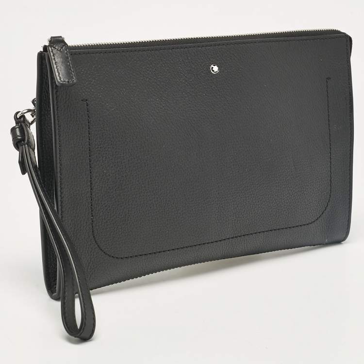 Pre Owned Montblanc Black Leather Meisterstuck Wristlet Pouch