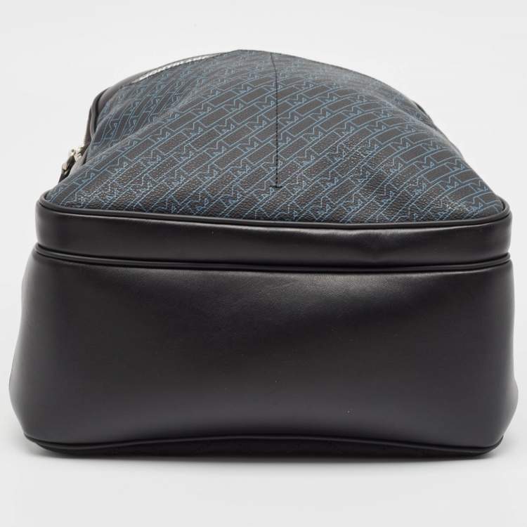 Pre Owned Montblanc Black/Blue Monogram Coated Canvas and Leather Backpack