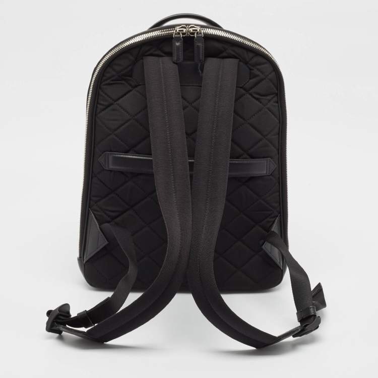 Pre Owned Montblanc Black/Blue Monogram Coated Canvas and Leather Backpack