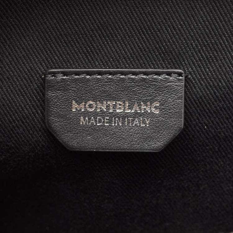 Pre Owned Montblanc Black/Blue Monogram Coated Canvas and Leather Backpack