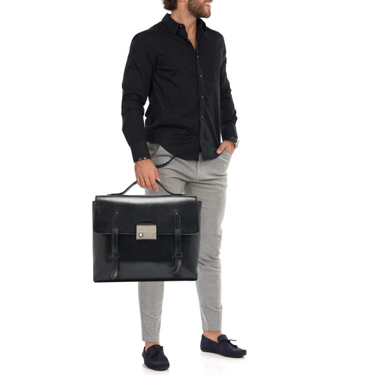 Pre Owned Montblanc Black Leather Meisterstück Neo Briefcase Bag