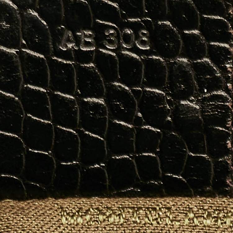 Pre Owned Montblanc Olive Green/Brown Croc Embossed Leather and Nylon Nightflight Messenger Bag