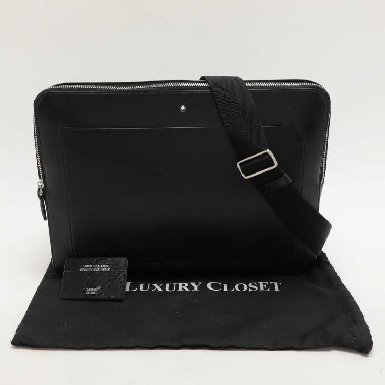 Pre Owned Montblanc Black Leather Meisterstück Urban Laptop Bag
