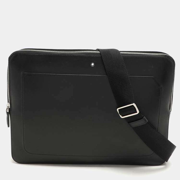 Pre Owned Montblanc Black Leather Meisterstück Urban Laptop Bag