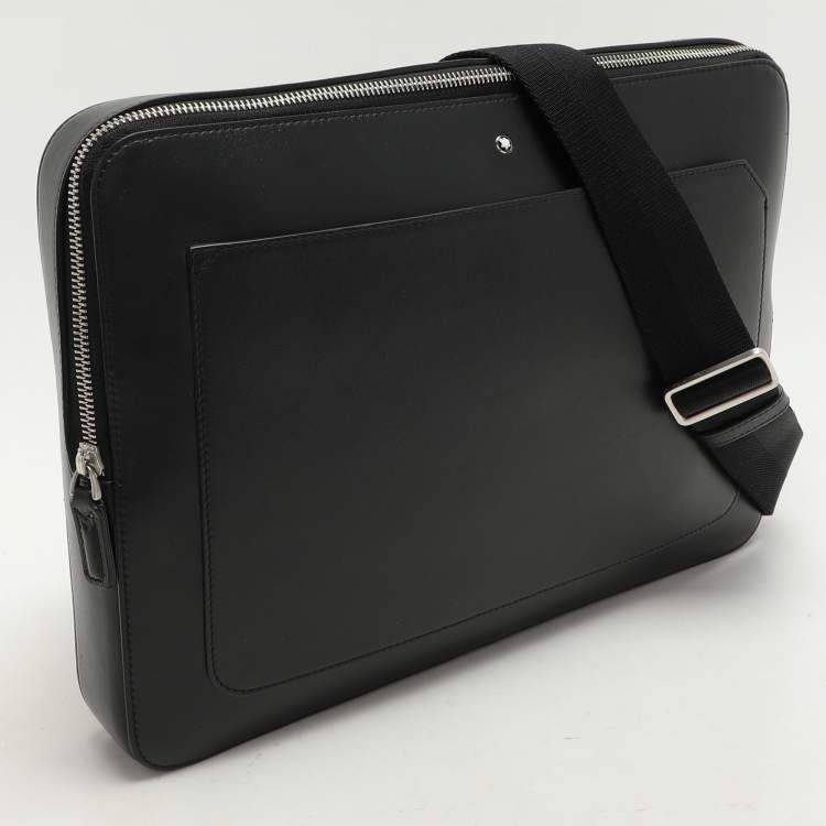 Pre Owned Montblanc Black Leather Meisterstück Urban Laptop Bag