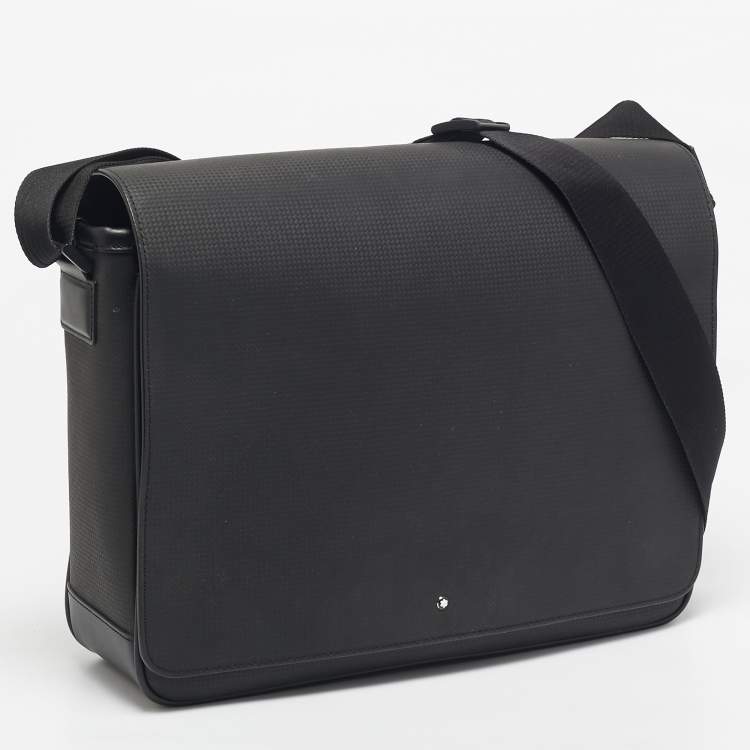 Pre Owned Montblanc Black Leather Sartorial Flap Messenger Bag