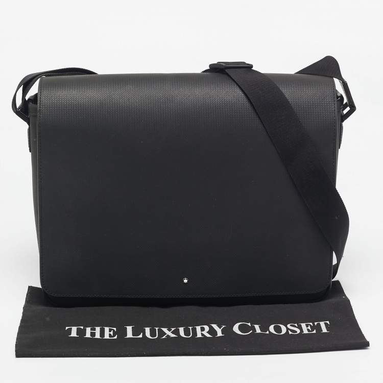 Pre Owned Montblanc Black Leather Sartorial Flap Messenger Bag