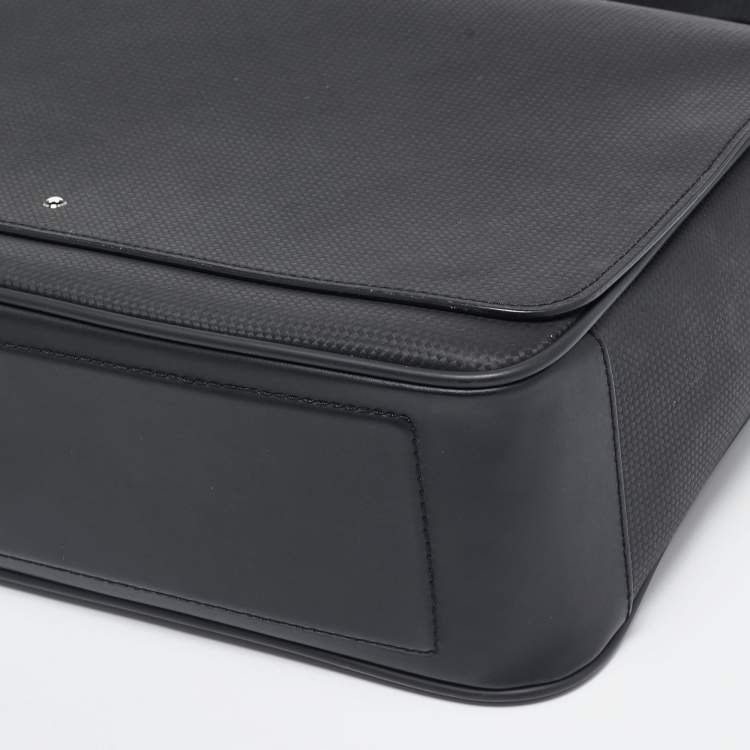 Pre Owned Montblanc Black Leather Sartorial Flap Messenger Bag