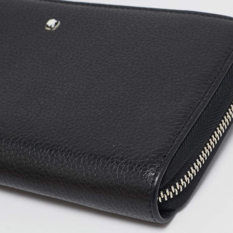 Pre Owned Montblanc Black Leather Meisterstuck Zip Around Wallet