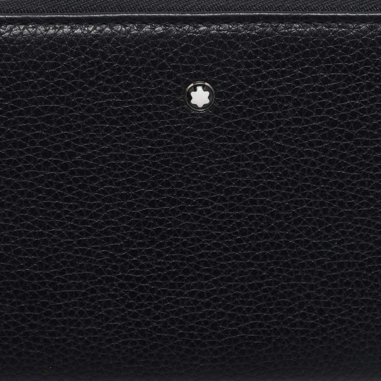 Pre Owned Montblanc Black Leather Meisterstuck Zip Around Wallet