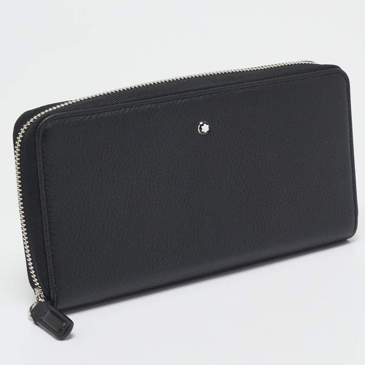 Pre Owned Montblanc Black Leather Meisterstuck Zip Around Wallet