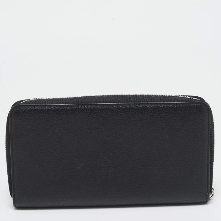 Pre Owned Montblanc Black Leather Meisterstuck Zip Around Wallet