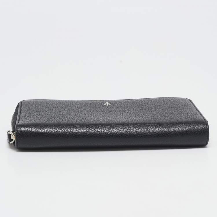 Pre Owned Montblanc Black Leather Meisterstuck Zip Around Wallet