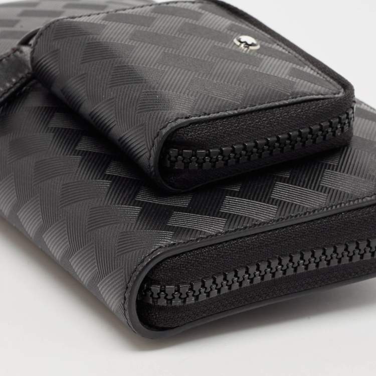 Pre Owned Montblanc Black Textured Leather Extreme 3.0 Zip Around Wallet