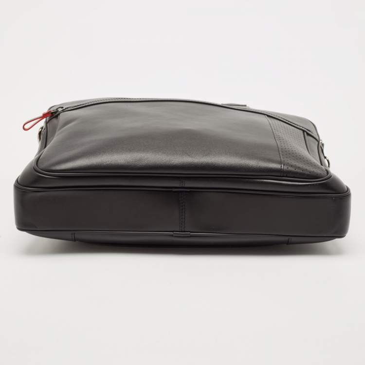 Pre Owned Montblanc Black/Red Leather Urban Racing Spirit Briefcase Bag