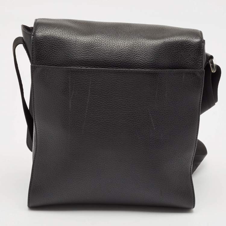 Pre Owned Montblanc Black Leather Meisterstuck North South Messenger Bag