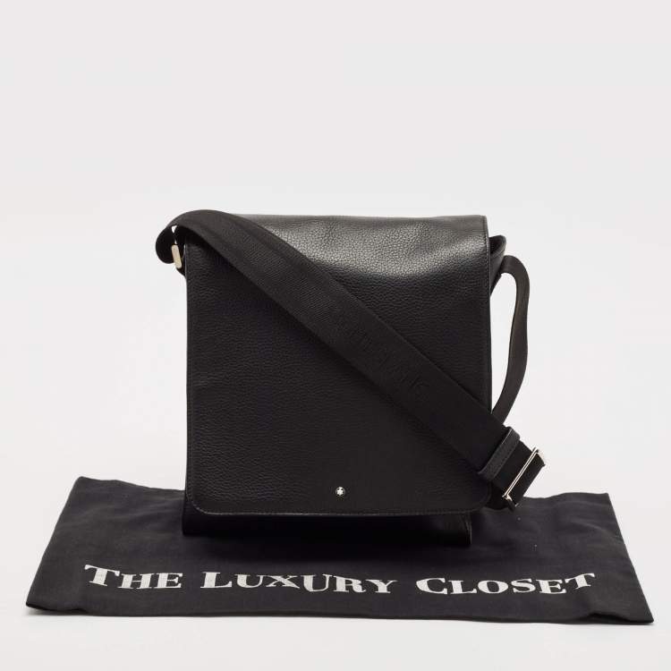 Pre Owned Montblanc Black Leather Meisterstuck North South Messenger Bag
