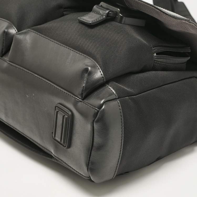 Pre Owned Montblanc Black Leather and Nylon Single Gusset Nightflight Briefcase