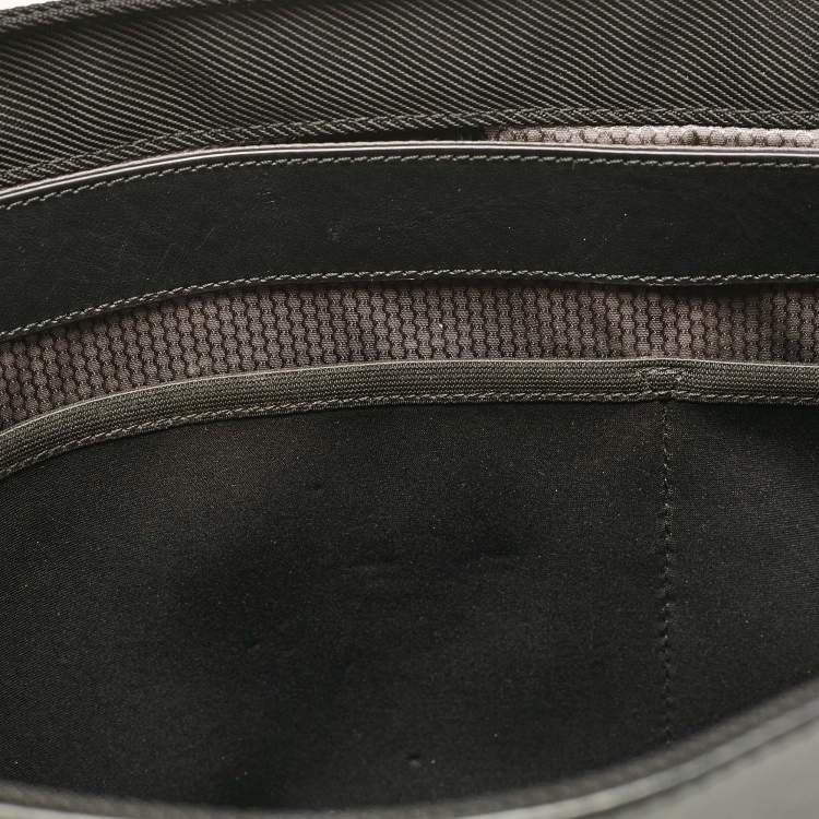Pre Owned Montblanc Black Leather and Nylon Single Gusset Nightflight Briefcase