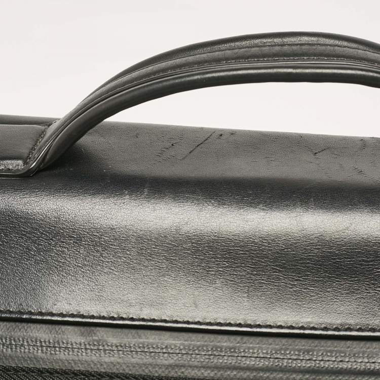 Pre Owned Montblanc Black Leather and Nylon Single Gusset Nightflight Briefcase