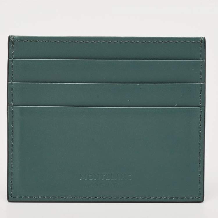 Pre Owned Montblanc Green Textured Leather Extreme 3.0 Card Holder