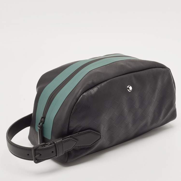 Pre Owned Montblanc x Zidane Black/Green Leather and Rubber Extreme 3.0 Pattern Pouch