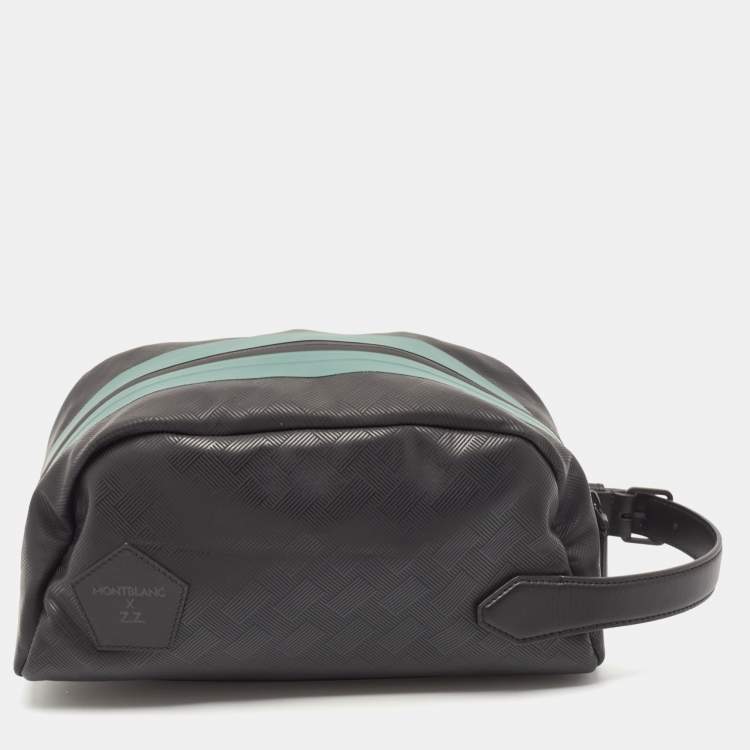 Pre Owned Montblanc x Zidane Black/Green Leather and Rubber Extreme 3.0 Pattern Pouch