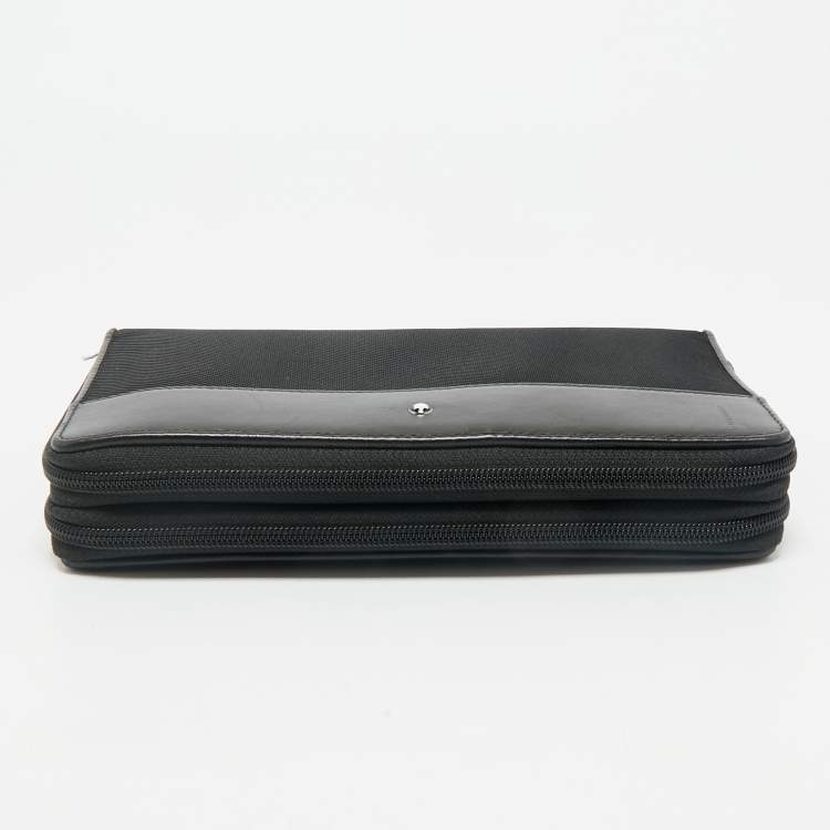 Pre Owned Montblanc Black Leather and Nylon Nightflight Travel Companion Wallet