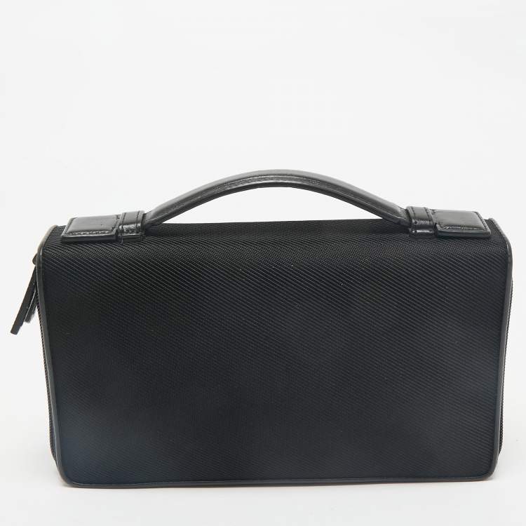 Pre Owned Montblanc Black Leather and Nylon Nightflight Travel Companion Wallet