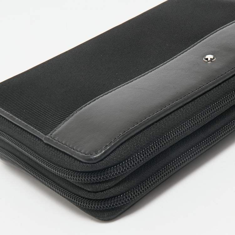 Pre Owned Montblanc Black Leather and Nylon Nightflight Travel Companion Wallet