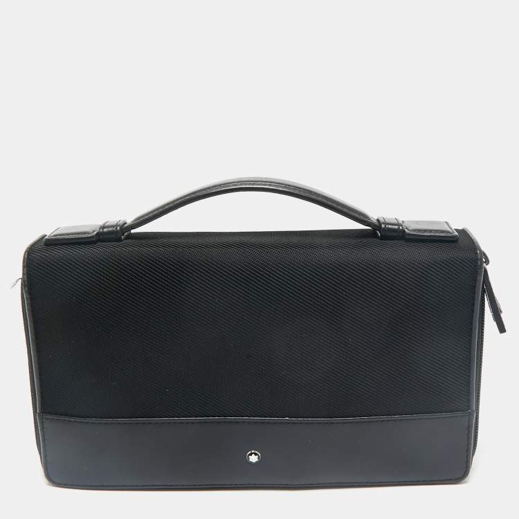 Pre Owned Montblanc Black Leather and Nylon Nightflight Travel Companion Wallet