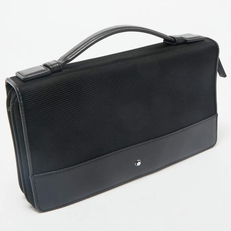 Pre Owned Montblanc Black Leather and Nylon Nightflight Travel Companion Wallet