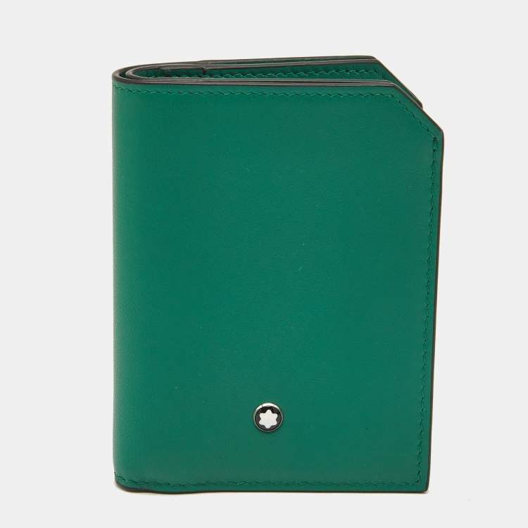 Pre Owned Montblanc Green Leather Mini Meisterstuck Bifold Wallet