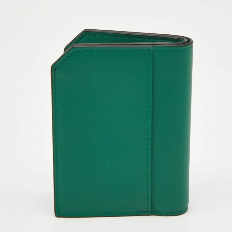 Pre Owned Montblanc Green Leather Mini Meisterstuck Bifold Wallet