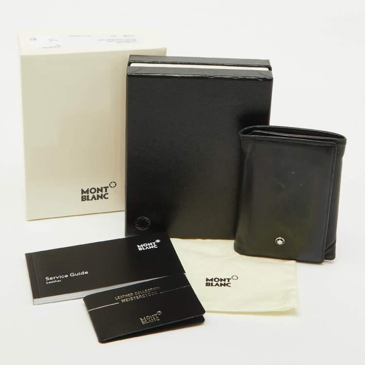 Pre Owned Montblanc Black Leather Meisterstuck Business Card Holder 9CC Trifold Wallet 