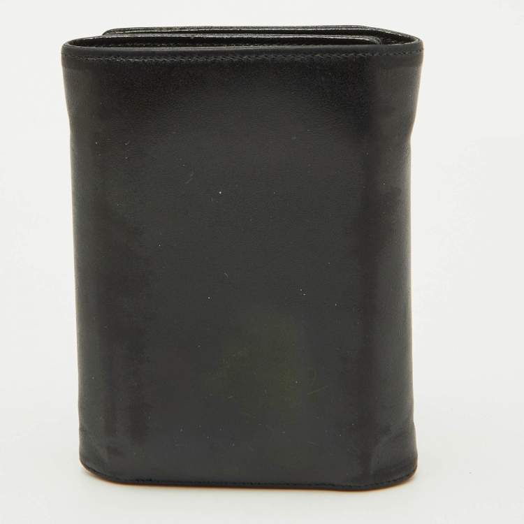 Pre Owned Montblanc Black Leather Meisterstuck Business Card Holder 9CC Trifold Wallet 