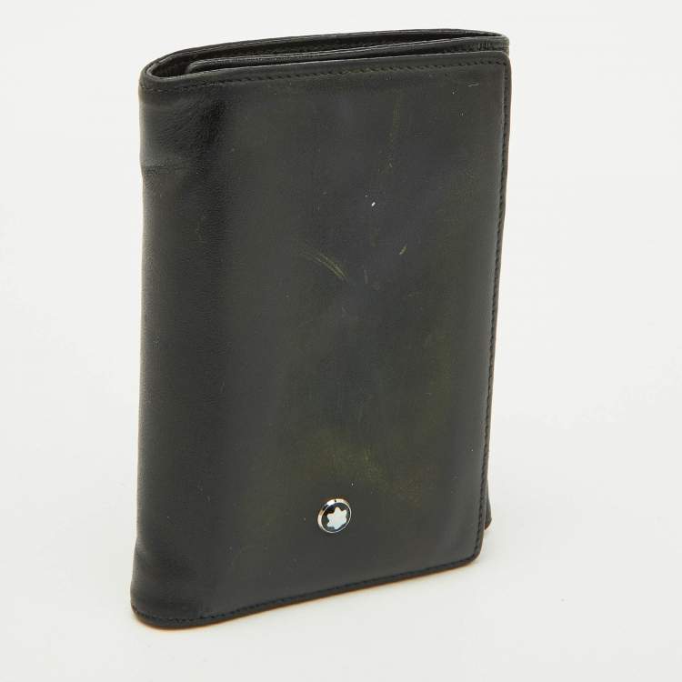 Pre Owned Montblanc Black Leather Meisterstuck Business Card Holder 9CC Trifold Wallet 