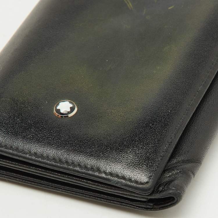 Pre Owned Montblanc Black Leather Meisterstuck Business Card Holder 9CC Trifold Wallet 