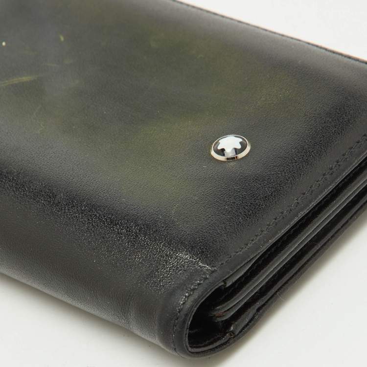 Pre Owned Montblanc Black Leather Meisterstuck Business Card Holder 9CC Trifold Wallet 