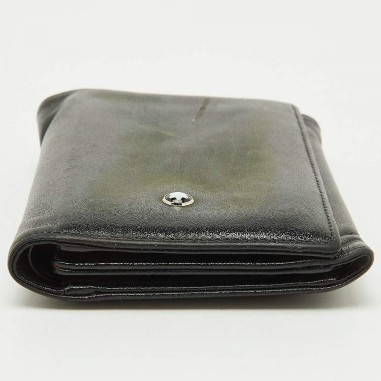 Pre Owned Montblanc Black Leather Meisterstuck Business Card Holder 9CC Trifold Wallet 