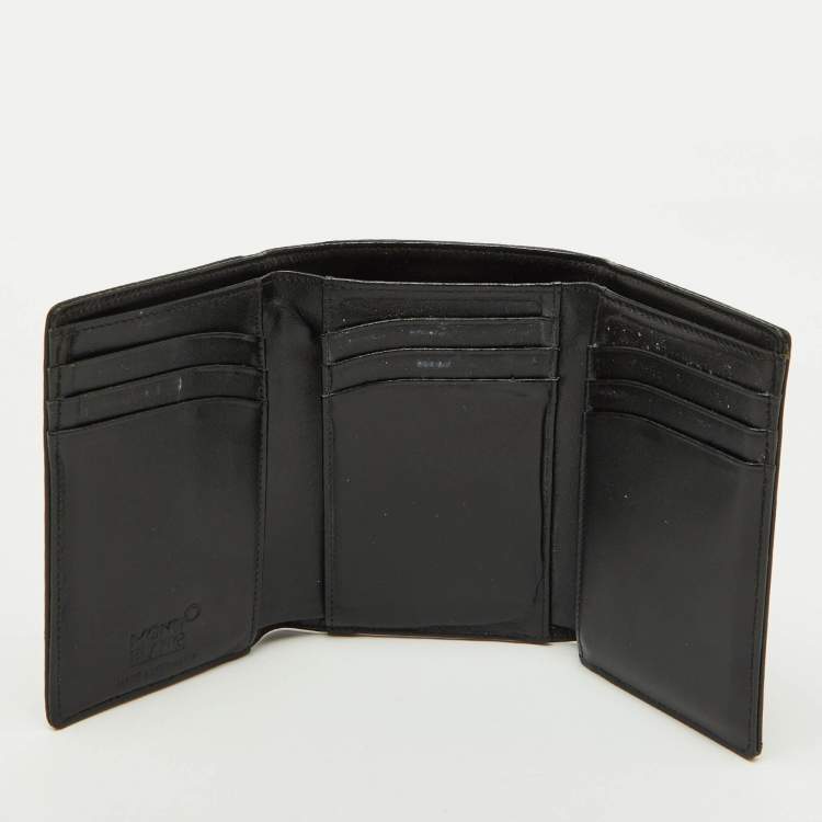 Pre Owned Montblanc Black Leather Meisterstuck Business Card Holder 9CC Trifold Wallet 