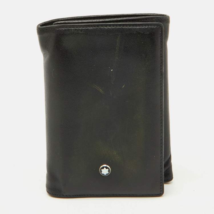Pre Owned Montblanc Black Leather Meisterstuck Business Card Holder 9CC Trifold Wallet 