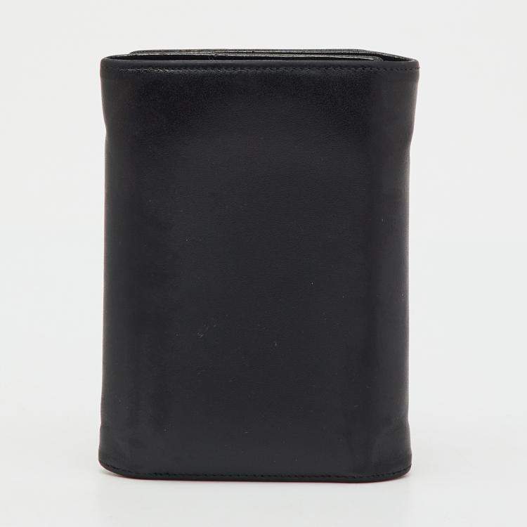 Pre Owned Montblanc Black Leather Meisterstuck Business Card Holder 9CC Trifold Wallet 
