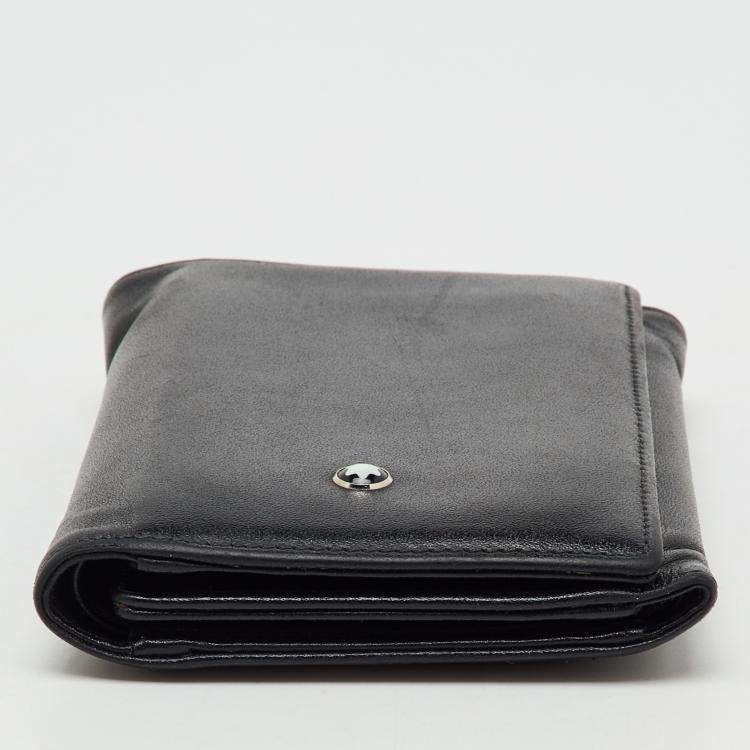 Pre Owned Montblanc Black Leather Meisterstuck Business Card Holder 9CC Trifold Wallet 